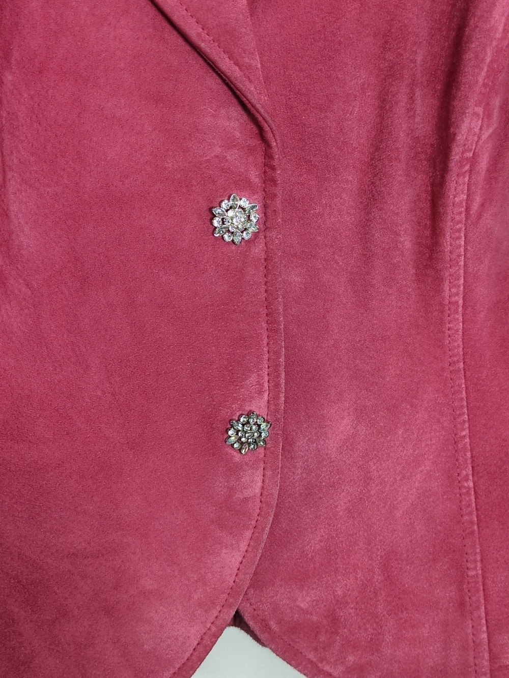 Vintage 90s Bright Pink Suede Blazer Jacket, Size Small - Picture 4 of 10